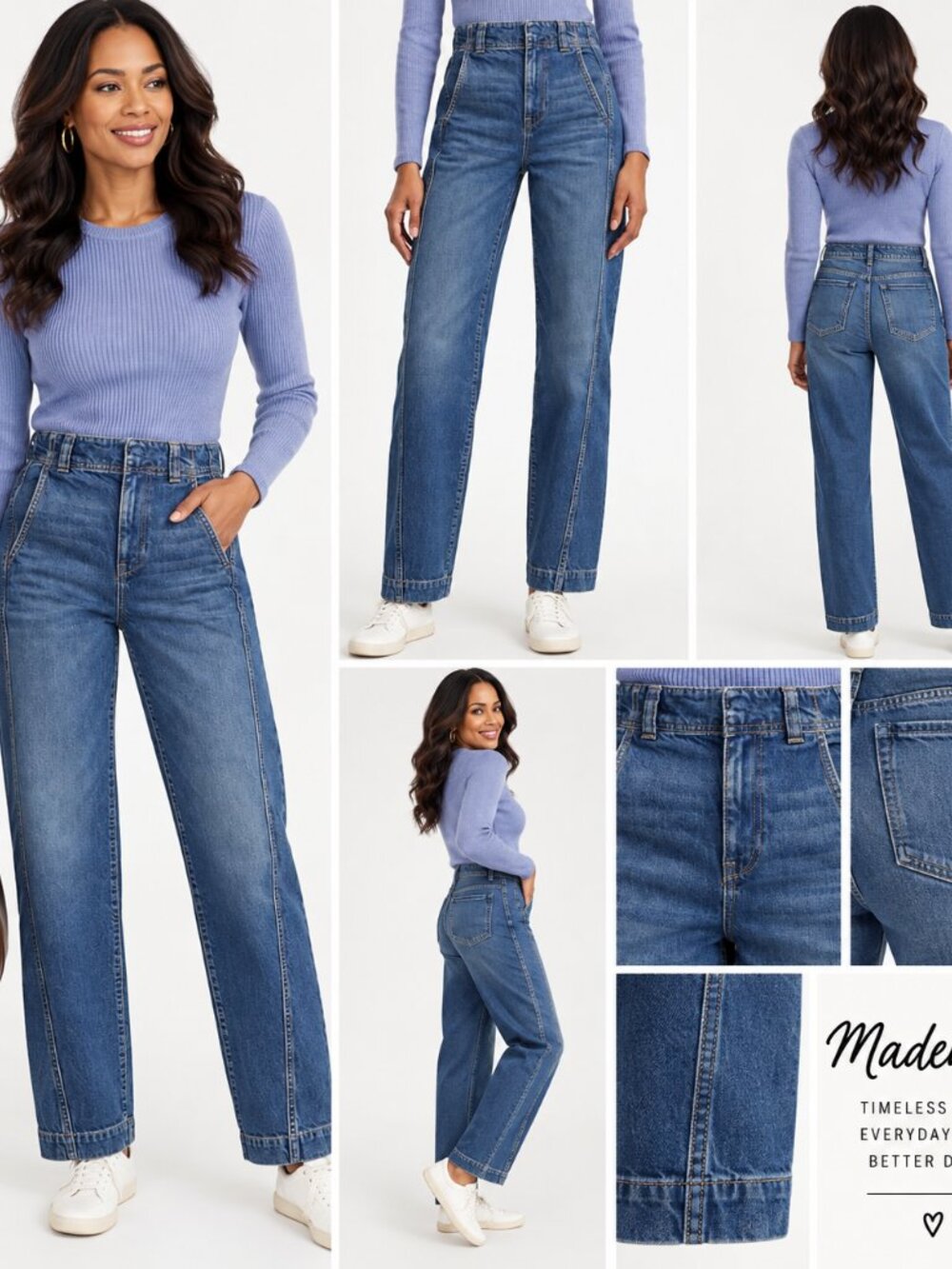 Madewell Perfect Vintage Seamed High Rise Jeans Blue 90s Utility Straight Leg 28